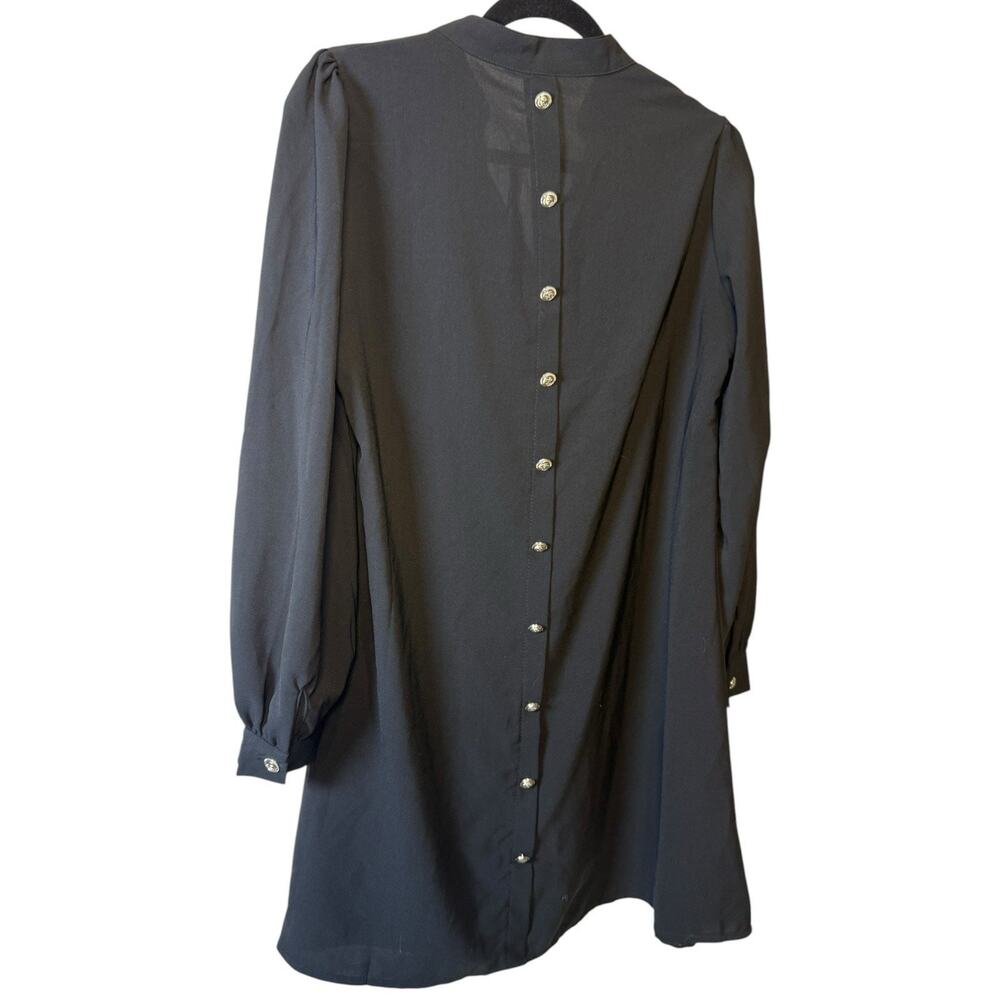 Shein Collar Black Shirt Dress With Gold Button Details On Back - Women Size 4